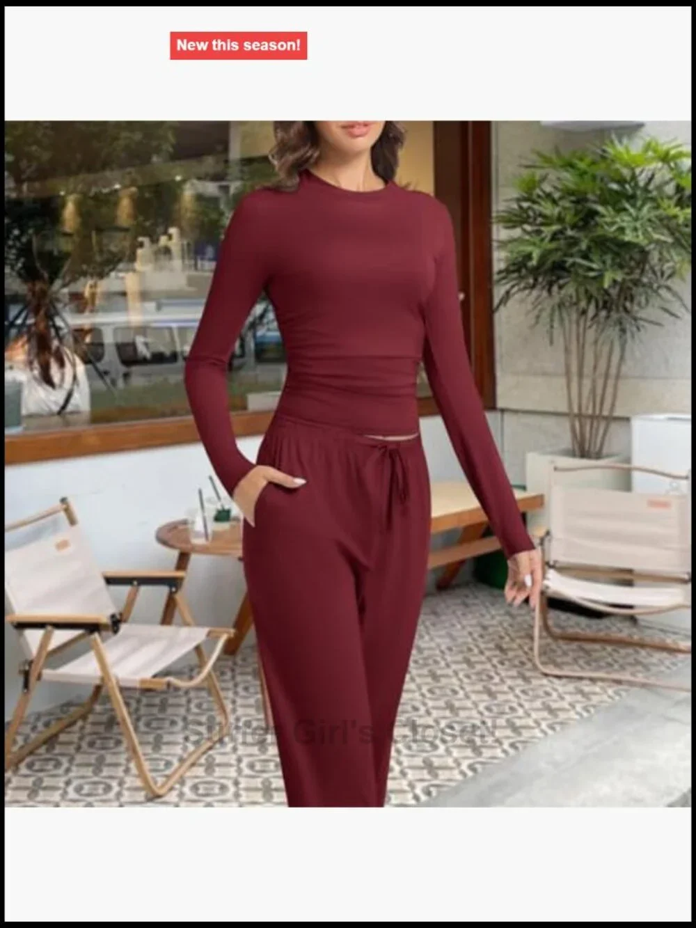 2 Piece Lounge Set Women Long Sleeve Wide Leg Tracksuit Casual Loungewear